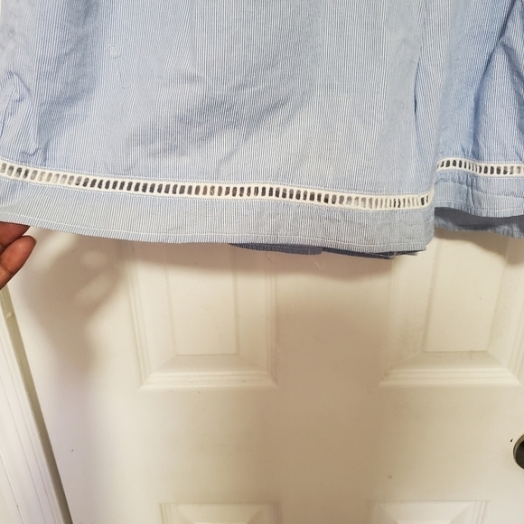 6 Shore Road by Pooja Blue Short Romper Shoulder Straps with ruffle Size Med - Picture 6 of 7